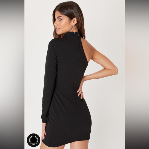 Keep It Interesting Black Asymmetrical Cutout Mini Dress - Picture 3 of 5